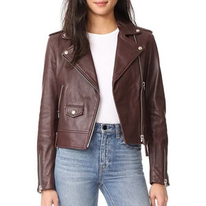 Mackage 'Baya' Bordeaux Leather Jacket Size: SP